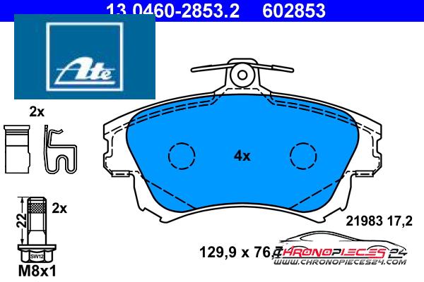 Achat de ATE 13.0460-2853.2 Kit de plaquettes de frein, frein à disque pas chères