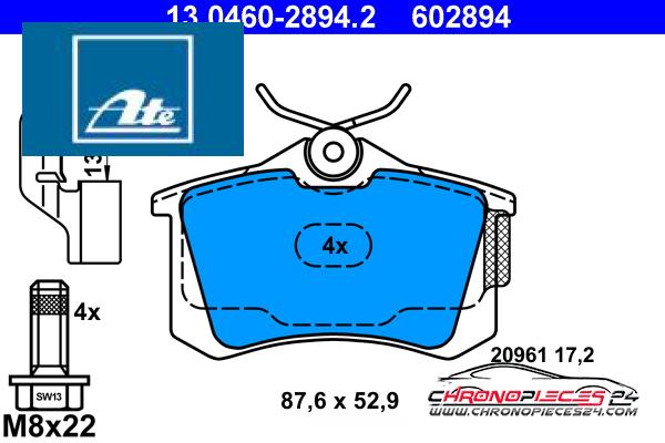 Achat de ATE 13.0460-2894.2 Kit de plaquettes de frein, frein à disque pas chères