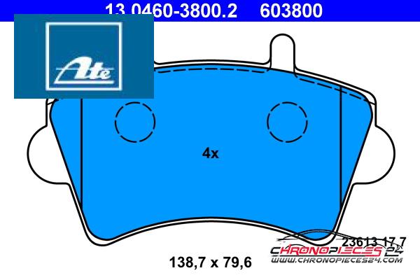 Achat de ATE 13.0460-3800.2 Kit de plaquettes de frein, frein à disque pas chères