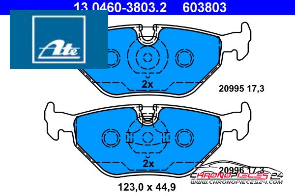 Achat de ATE 13.0460-3803.2 Kit de plaquettes de frein, frein à disque pas chères