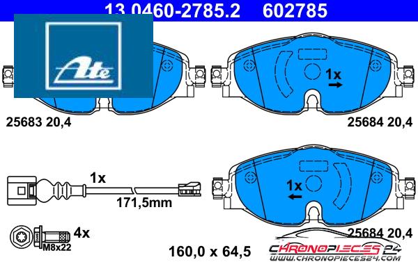 Achat de ATE 13.0460-2785.2 Kit de plaquettes de frein, frein à disque pas chères