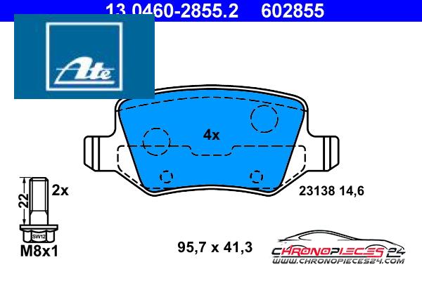 Achat de ATE 13.0460-2855.2 Kit de plaquettes de frein, frein à disque pas chères