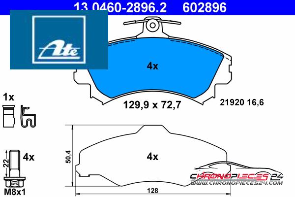 Achat de ATE 13.0460-2896.2 Kit de plaquettes de frein, frein à disque pas chères