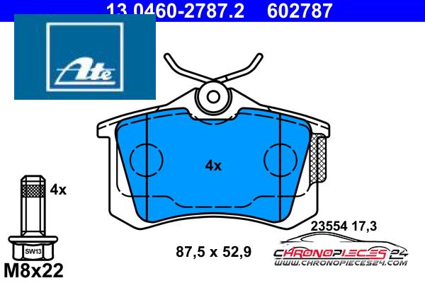 Achat de ATE 13.0460-2787.2 Kit de plaquettes de frein, frein à disque pas chères