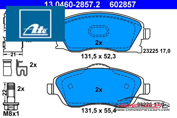 Achat de ATE 13.0460-2857.2 Kit de plaquettes de frein, frein à disque pas chères