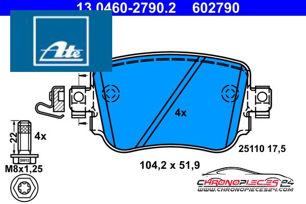 Achat de ATE 13.0460-2790.2 Kit de plaquettes de frein, frein à disque pas chères