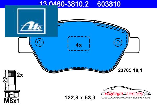 Achat de ATE 13.0460-3810.2 Kit de plaquettes de frein, frein à disque pas chères