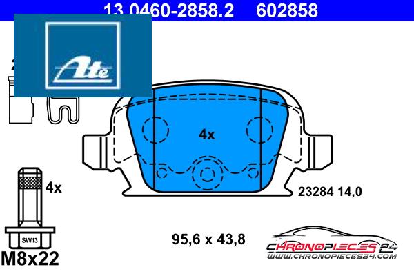 Achat de ATE 13.0460-2858.2 Kit de plaquettes de frein, frein à disque pas chères