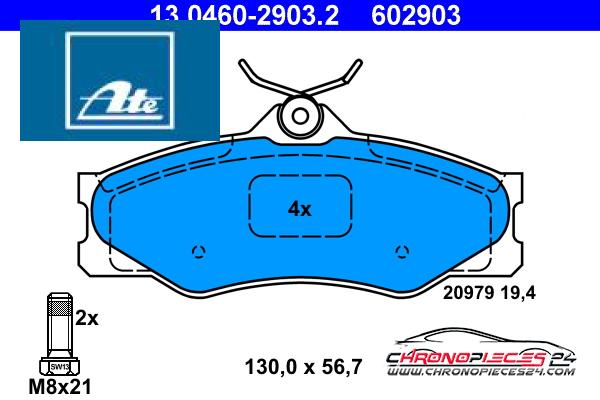 Achat de ATE 13.0460-2903.2 Kit de plaquettes de frein, frein à disque pas chères