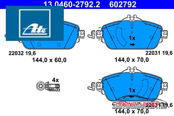 Achat de ATE 13.0460-2792.2 Kit de plaquettes de frein, frein à disque pas chères