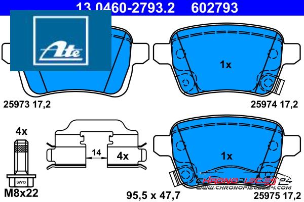 Achat de ATE 13.0460-2793.2 Kit de plaquettes de frein, frein à disque pas chères