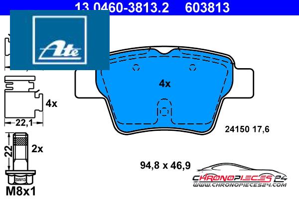 Achat de ATE 13.0460-3813.2 Kit de plaquettes de frein, frein à disque pas chères