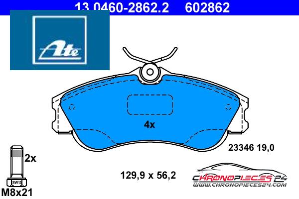 Achat de ATE 13.0460-2862.2 Kit de plaquettes de frein, frein à disque pas chères