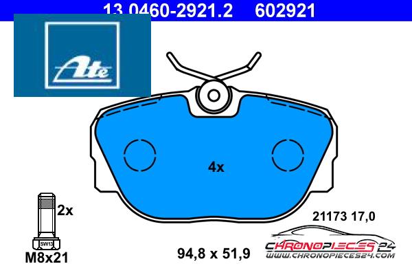 Achat de ATE 13.0460-2921.2 Kit de plaquettes de frein, frein à disque pas chères