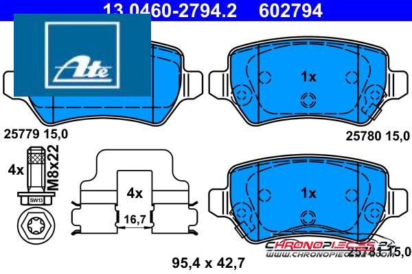 Achat de ATE 13.0460-2794.2 Kit de plaquettes de frein, frein à disque pas chères