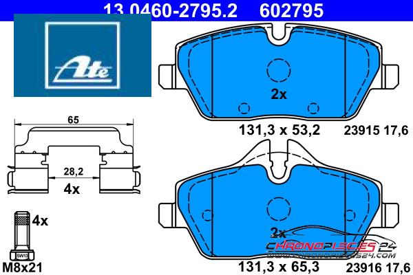 Achat de ATE 13.0460-2795.2 Kit de plaquettes de frein, frein à disque pas chères