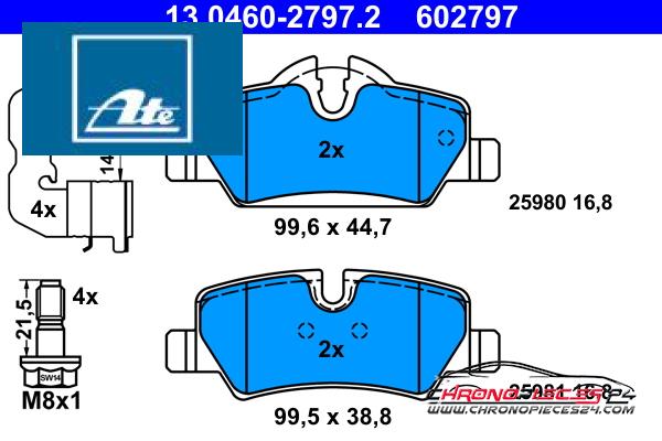 Achat de ATE 13.0460-2797.2 Kit de plaquettes de frein, frein à disque pas chères