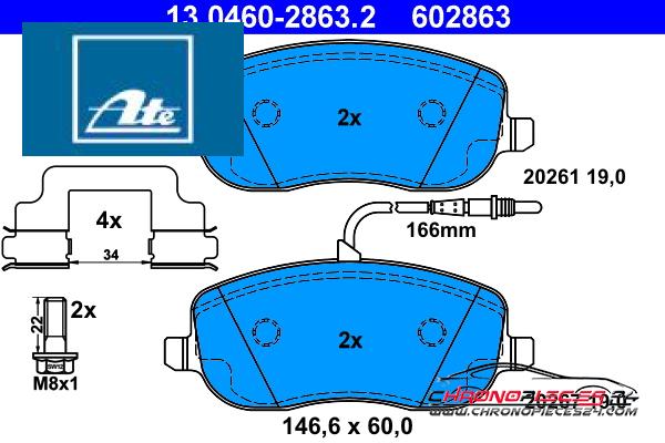 Achat de ATE 13.0460-2863.2 Kit de plaquettes de frein, frein à disque pas chères