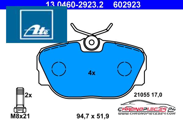 Achat de ATE 13.0460-2923.2 Kit de plaquettes de frein, frein à disque pas chères