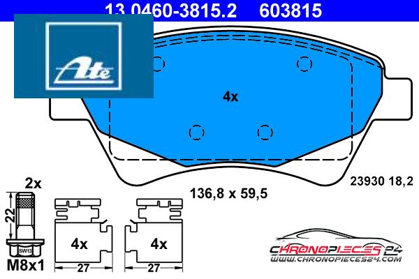 Achat de ATE 13.0460-3815.2 Kit de plaquettes de frein, frein à disque pas chères