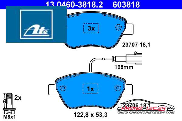 Achat de ATE 13.0460-3818.2 Kit de plaquettes de frein, frein à disque pas chères