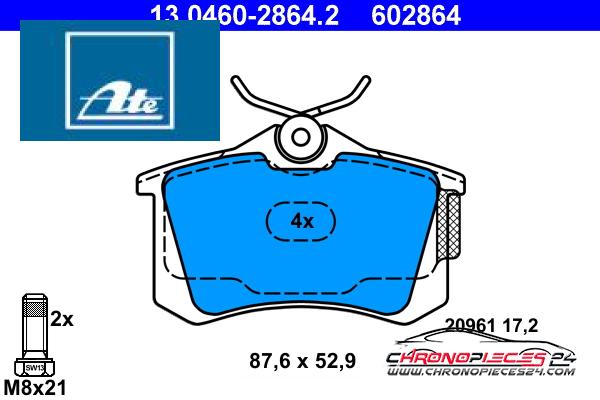 Achat de ATE 13.0460-2864.2 Kit de plaquettes de frein, frein à disque pas chères