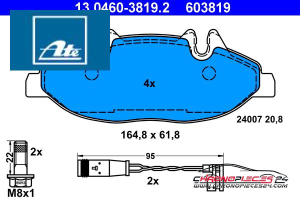 Achat de ATE 13.0460-3819.2 Kit de plaquettes de frein, frein à disque pas chères