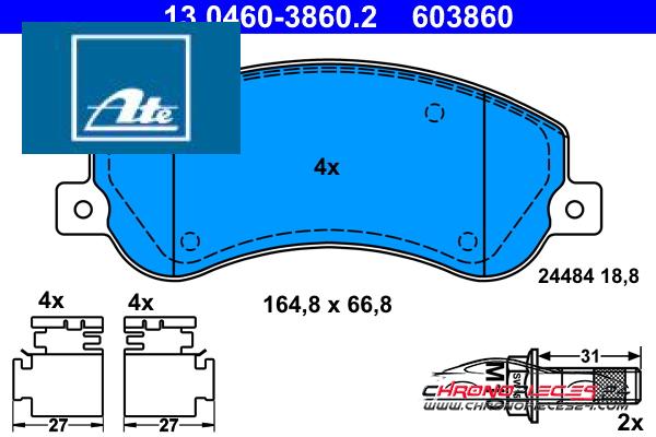 Achat de ATE 13.0460-3860.2 Kit de plaquettes de frein, frein à disque pas chères