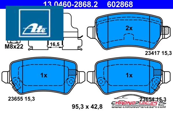 Achat de ATE 13.0460-2868.2 Kit de plaquettes de frein, frein à disque pas chères