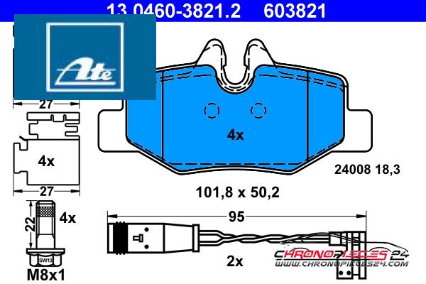 Achat de ATE 13.0460-3821.2 Kit de plaquettes de frein, frein à disque pas chères