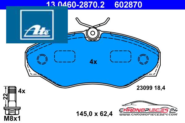 Achat de ATE 13.0460-2870.2 Kit de plaquettes de frein, frein à disque pas chères