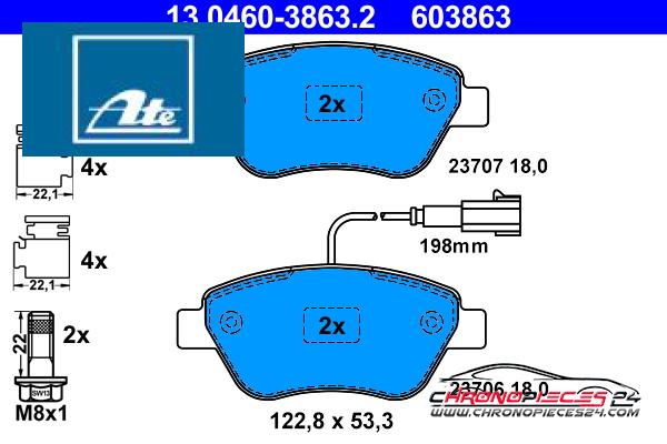 Achat de ATE 13.0460-3863.2 Kit de plaquettes de frein, frein à disque pas chères