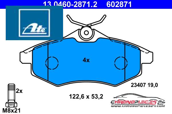 Achat de ATE 13.0460-2871.2 Kit de plaquettes de frein, frein à disque pas chères