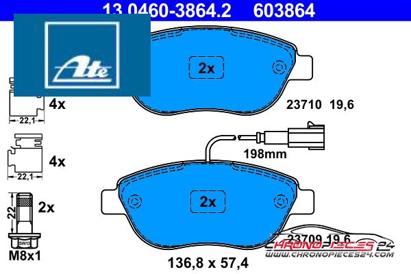 Achat de ATE 13.0460-3864.2 Kit de plaquettes de frein, frein à disque pas chères