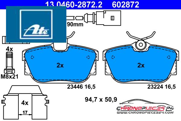 Achat de ATE 13.0460-2872.2 Kit de plaquettes de frein, frein à disque pas chères