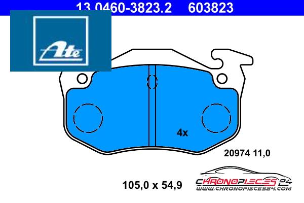 Achat de ATE 13.0460-3823.2 Kit de plaquettes de frein, frein à disque pas chères