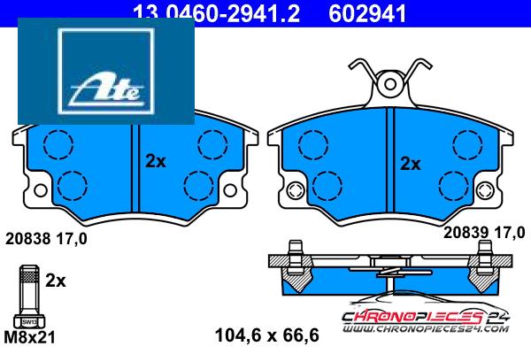 Achat de ATE 13.0460-2941.2 Kit de plaquettes de frein, frein à disque pas chères