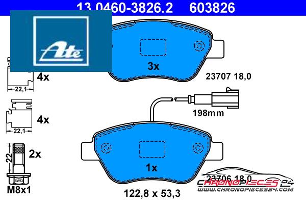 Achat de ATE 13.0460-3826.2 Kit de plaquettes de frein, frein à disque pas chères