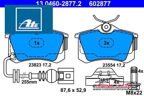 Achat de ATE 13.0460-2877.2 Kit de plaquettes de frein, frein à disque pas chères