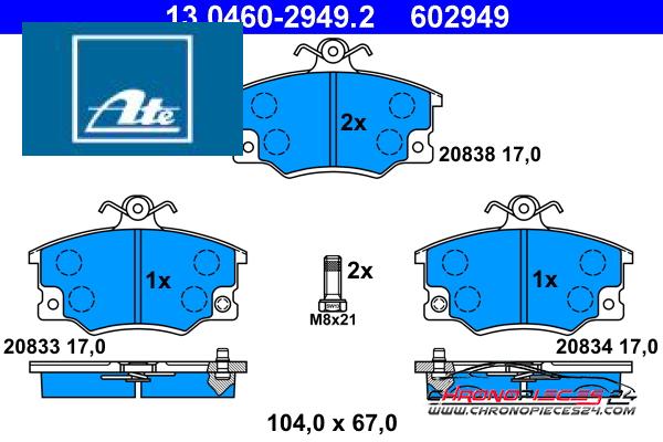 Achat de ATE 13.0460-2949.2 Kit de plaquettes de frein, frein à disque pas chères