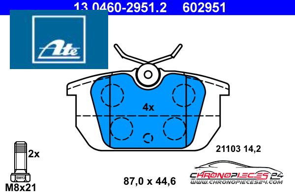 Achat de ATE 13.0460-2951.2 Kit de plaquettes de frein, frein à disque pas chères