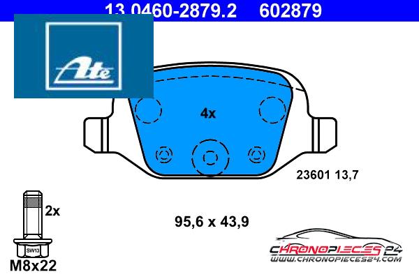 Achat de ATE 13.0460-2879.2 Kit de plaquettes de frein, frein à disque pas chères