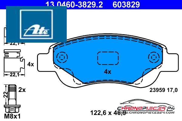 Achat de ATE 13.0460-3829.2 Kit de plaquettes de frein, frein à disque pas chères