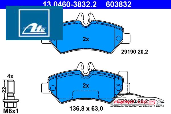 Achat de ATE 13.0460-3832.2 Kit de plaquettes de frein, frein à disque pas chères