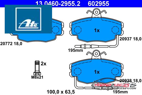 Achat de ATE 13.0460-2955.2 Kit de plaquettes de frein, frein à disque pas chères