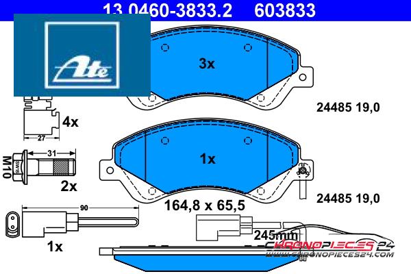 Achat de ATE 13.0460-3833.2 Kit de plaquettes de frein, frein à disque pas chères