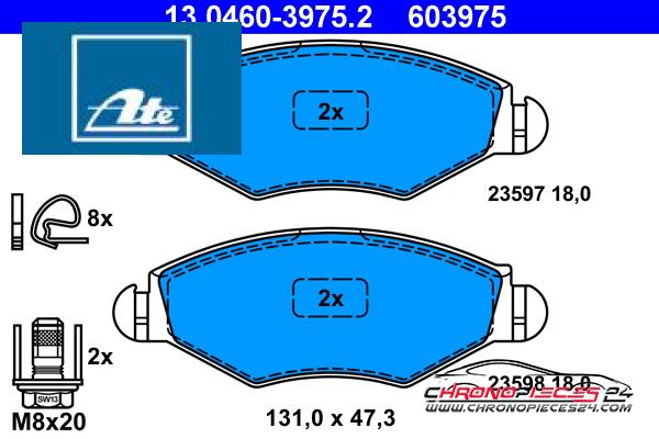 Achat de ATE 13.0460-3975.2 Kit de plaquettes de frein, frein à disque pas chères