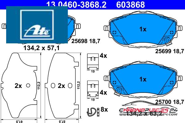 Achat de ATE 13.0460-3868.2 Kit de plaquettes de frein, frein à disque pas chères