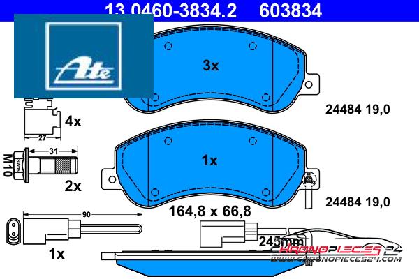 Achat de ATE 13.0460-3834.2 Kit de plaquettes de frein, frein à disque pas chères