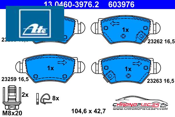 Achat de ATE 13.0460-3976.2 Kit de plaquettes de frein, frein à disque pas chères